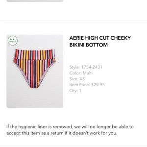 Aerie Striped High Cut Cheeky Bikini Bottom